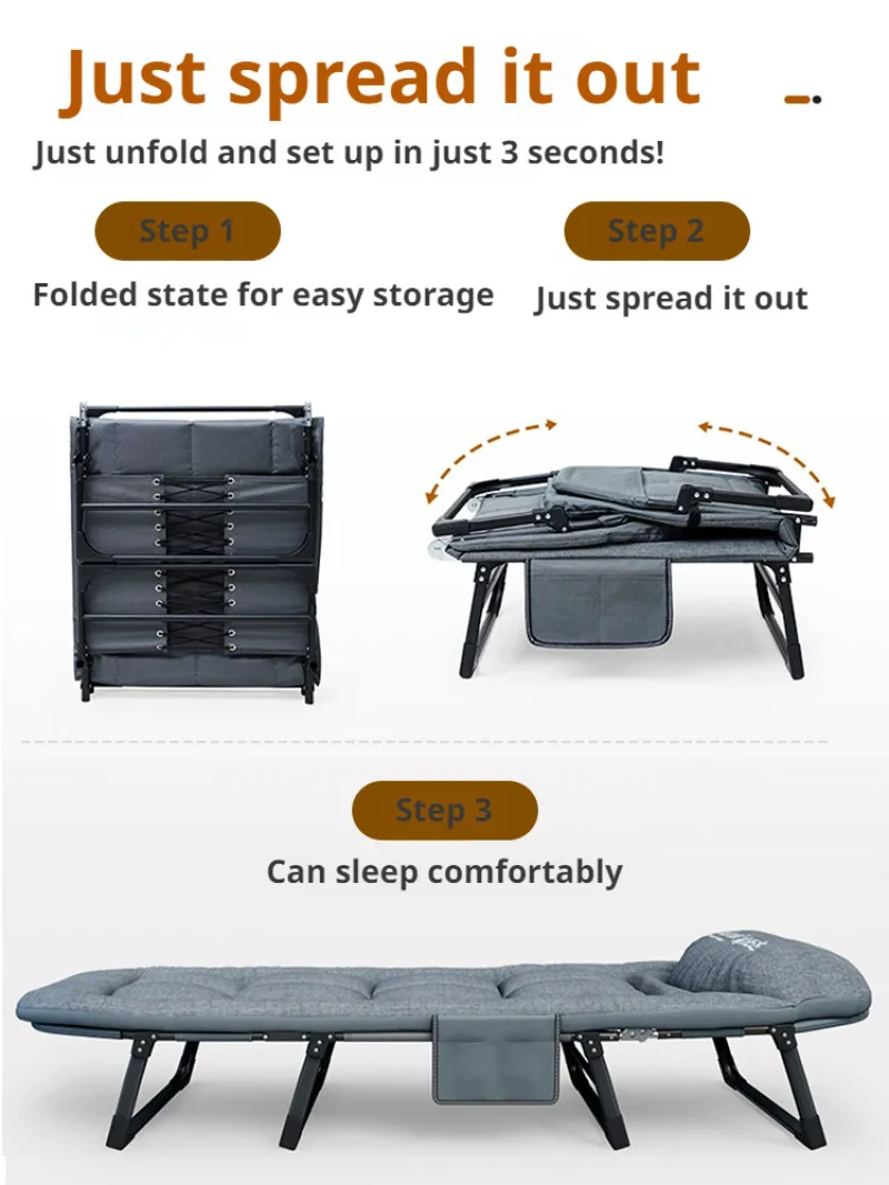 Multifunctional Folding Chair Office Sofa Bed Single Bed Camping Recliner Folding Chair with Bed