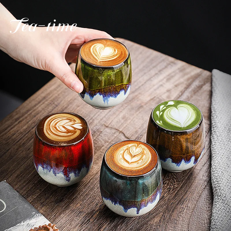 Japanese Style Teacup Water Cup Stoneware Ceramic Coffee Cups Kiln Change Kungfu Teacup Beer Tea Mug 85/160ML