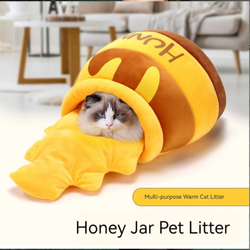 

Cat Bed House Pet Accessories Warm cat's nest Basket Honey Jar Shape Pets Product for Small Cat