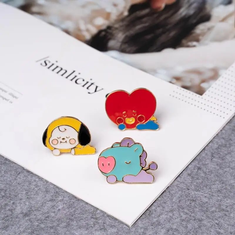 

Kawaii Мультфильм Bt21 маленькая брошь в виде животного Милая папа ТАТА Кулинария поддержка веера значок одежда булавка аксессуары праздничный подарок оптовая продажа