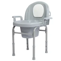Commode Chair for Toilet Armrests 3 Levels Height Adjustable Sealed Lid Heavy Duty Bedside Commode for Adults for Squat Toilet 2