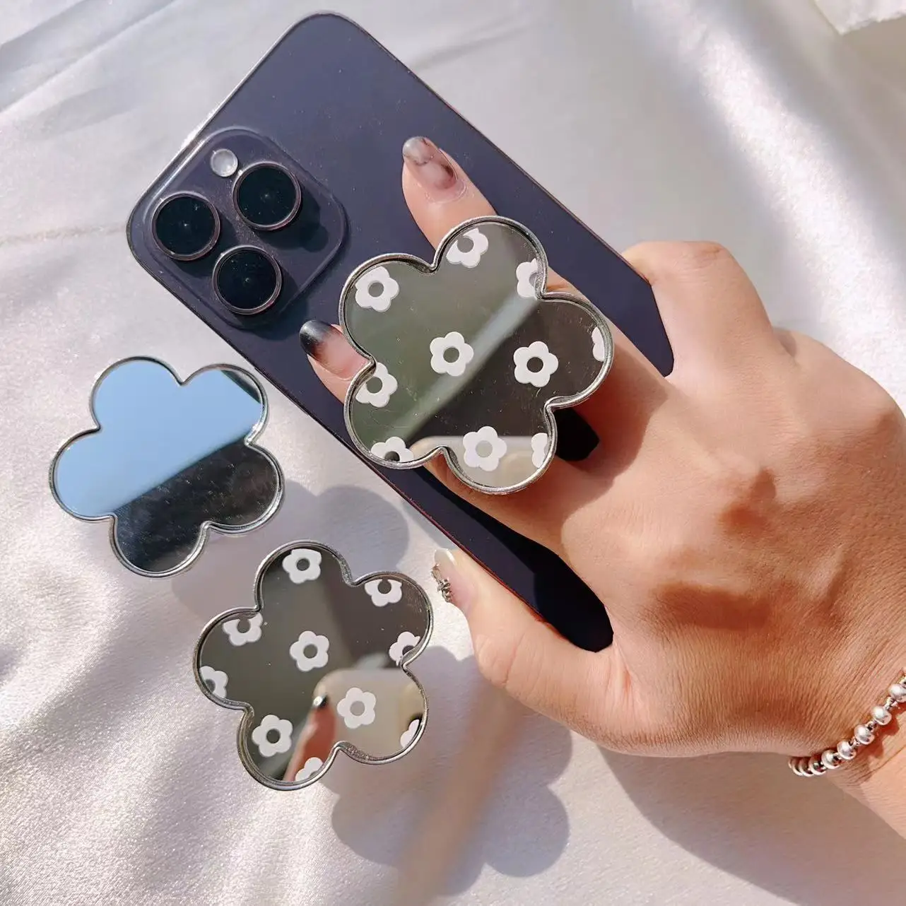 니치 프레쉬 카멜리아 메이크업 거울, 접이식 휴대폰 스티키 데스크탑 에어백 스탠드 (아이폰, 삼성 S26용) 스마트톡 브래킷 홀더