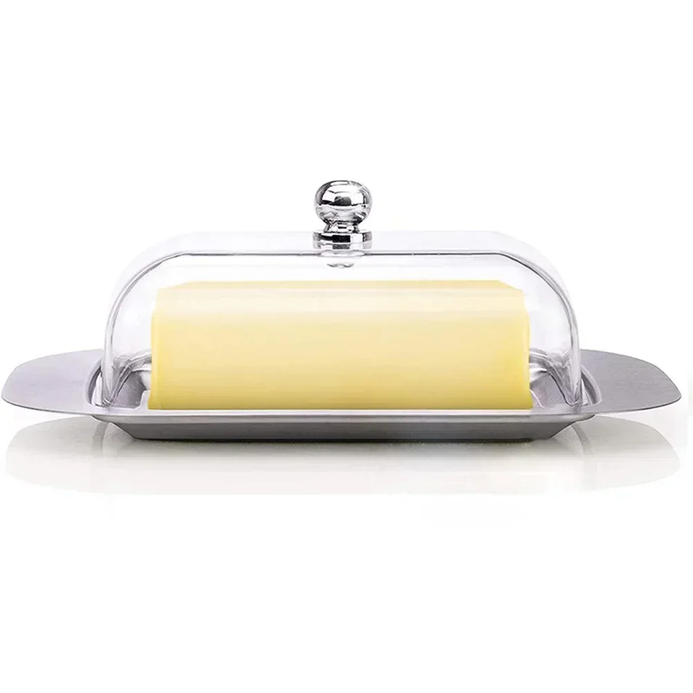 18.6x16x6.5cm Stainless Steel Butter Dish Butter Serving Tray Lid Kitchen Storage Kitchen Storage Supplies wooden serving tray cake tray butter dish plastic serving tray