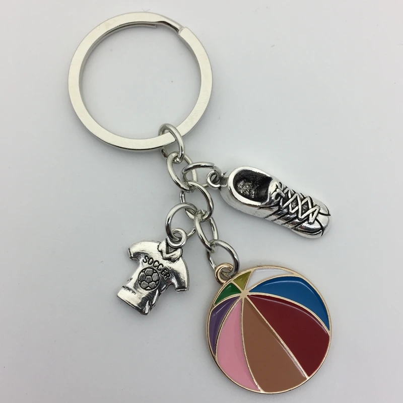 MetalEnamelSportsKeychainILoveBasketballKeyRingBasketballHoop