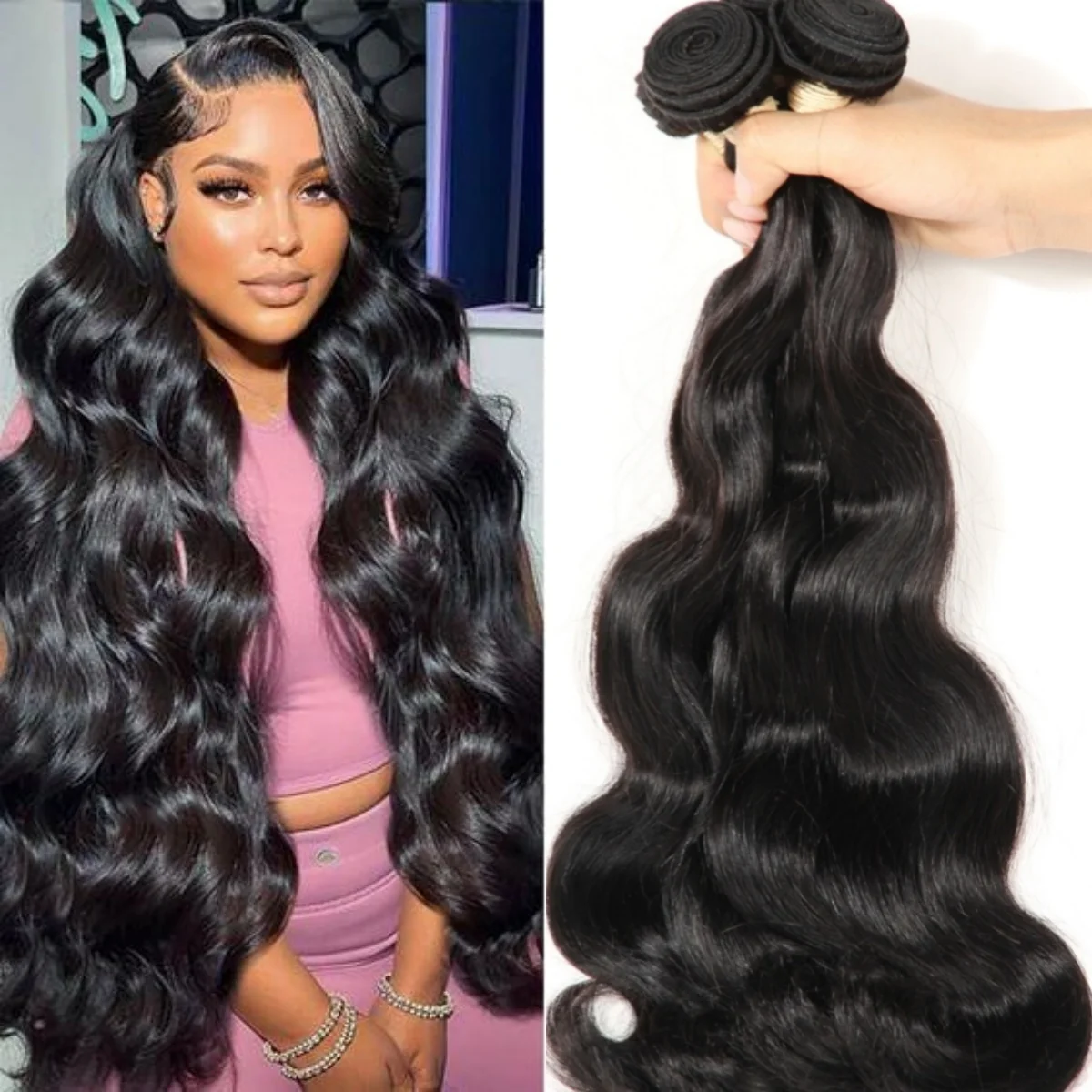 Brazilian Weaves 50g 100% Human Hair Curly Bundles Human Hair Body Wave Natural Extensions 8-30 Inch Double Weft human hair bundles