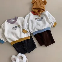 Autumn Winter Kid Boy Solid Ribbed Loose Wide Leg Pants Girl Baby Thicken Corduroy Pants Children Cotton Trousers Infant Clothes 3