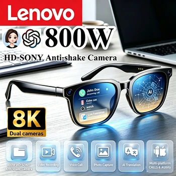 Occhiali Intelligenti Lenovo con Controllo Remoto AI, Fotocamera, Registrazione, Traduttore, Assistente Vocale, Musica e Bluetooth