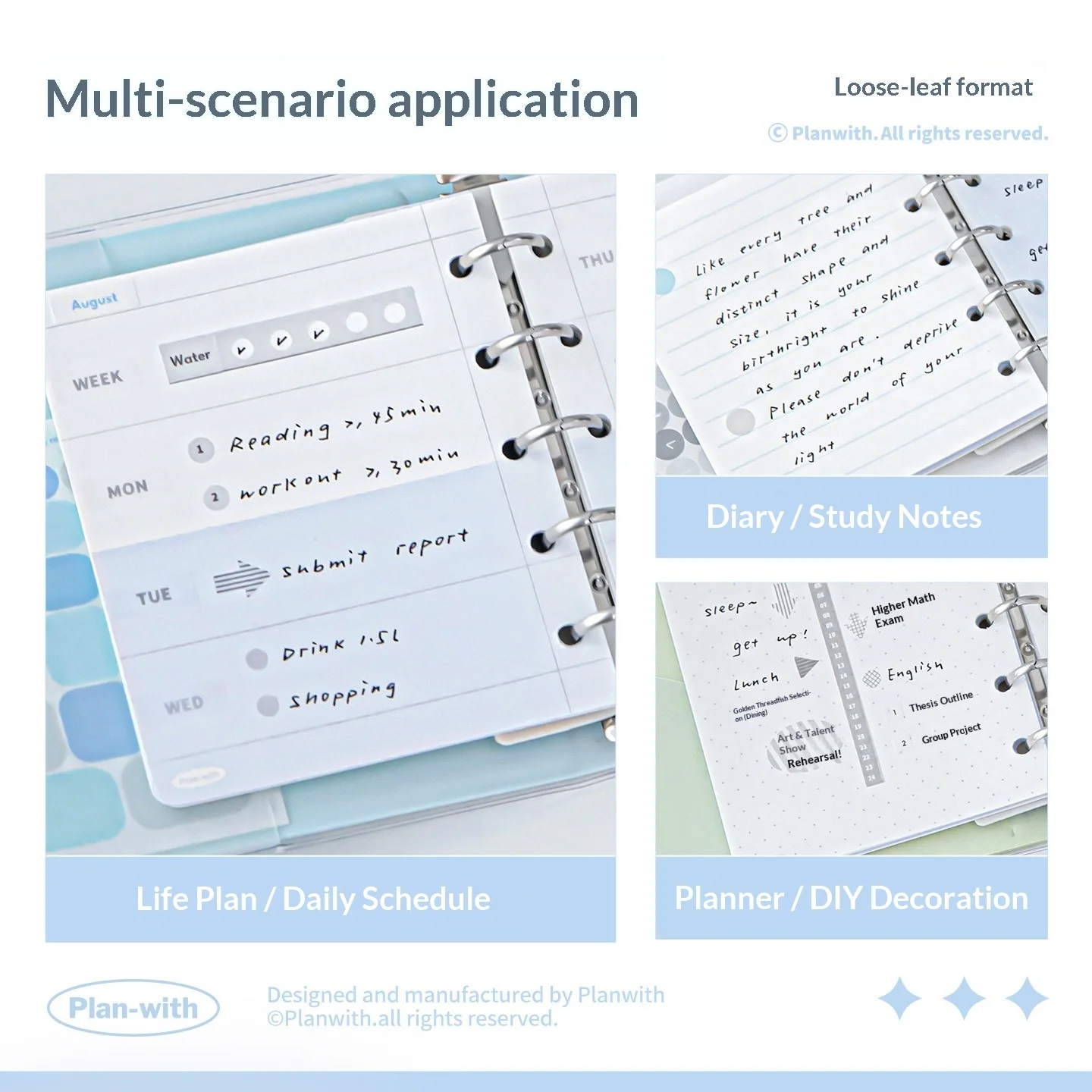Magnetic PU Leather Loose-Leaf Planner - 62 Sheets Mini Organizer for Daily Office Scheduling