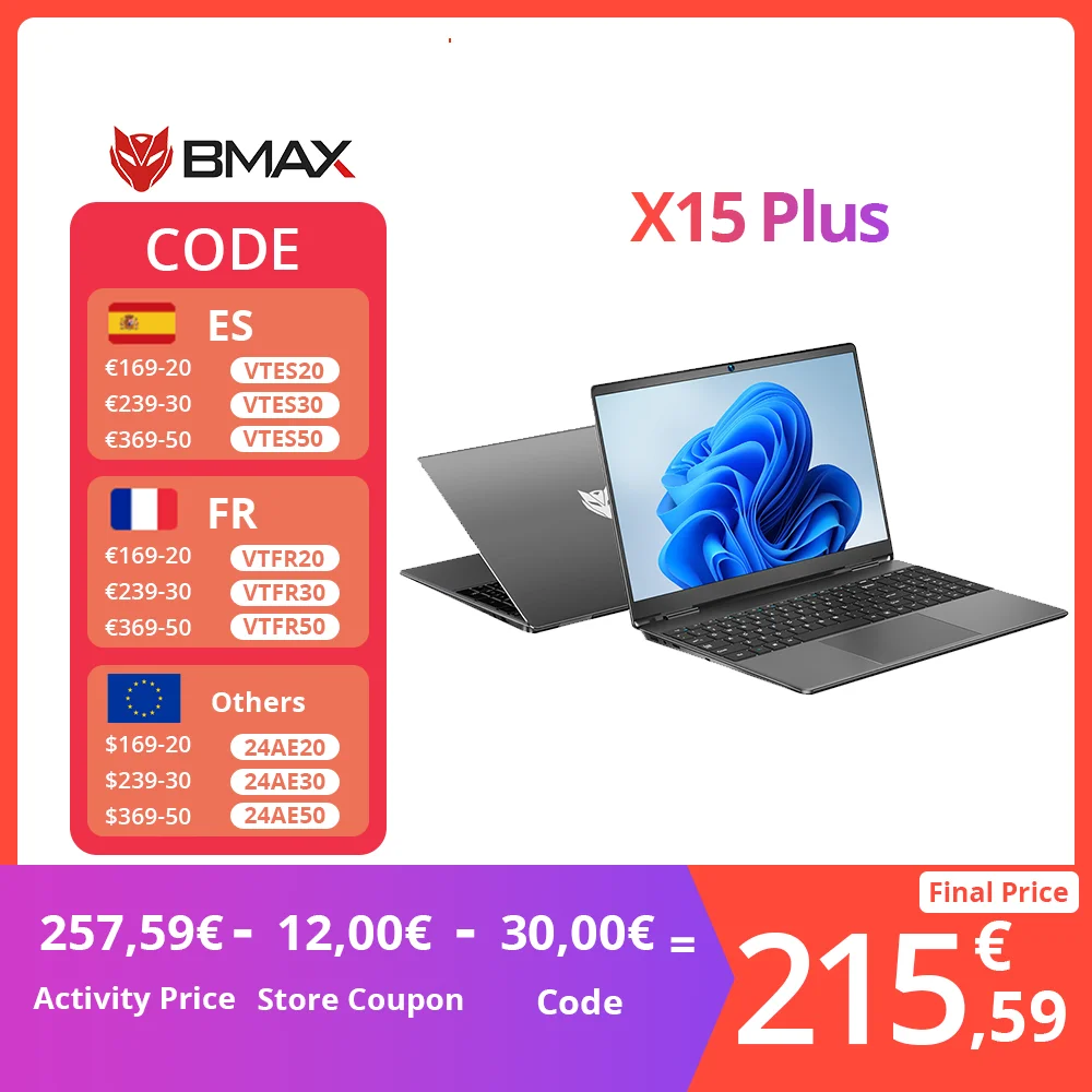 Bmax X15Plus N5095 15.6 "16Gb Ram 512Gb Ssd Windows 11 Notebook 1920*1080 Dual Wifi Usb Pc Laptop Ddr4