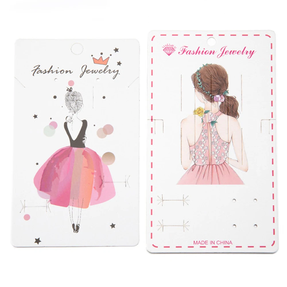 10/50pcs Jewelry Sets Packing Cards Pink Girls Cards Earrings Cards Necklace Display Cards Finger Rings Cards Holder Retail Tags