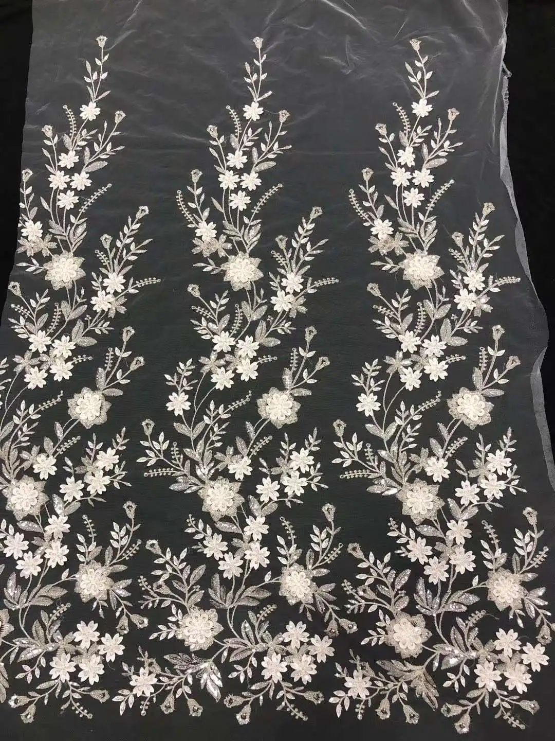 

Pretty White Design 3DFlower Lace 3D Embroidery French Tulle Net African Fabric Lace For Weddings Evening Dresses Party