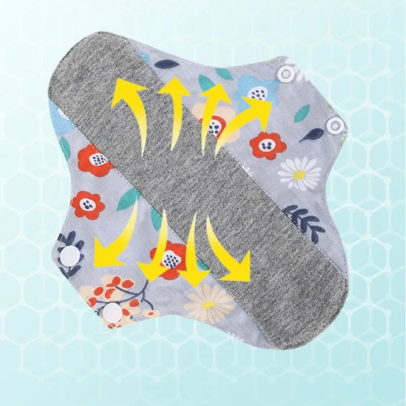Graphene Cotton Antibacterial Pad, Pure Cotton Washable Sanitary Napkin, Leak Proof and Urine Proof Underwear Pad, Reusable 5