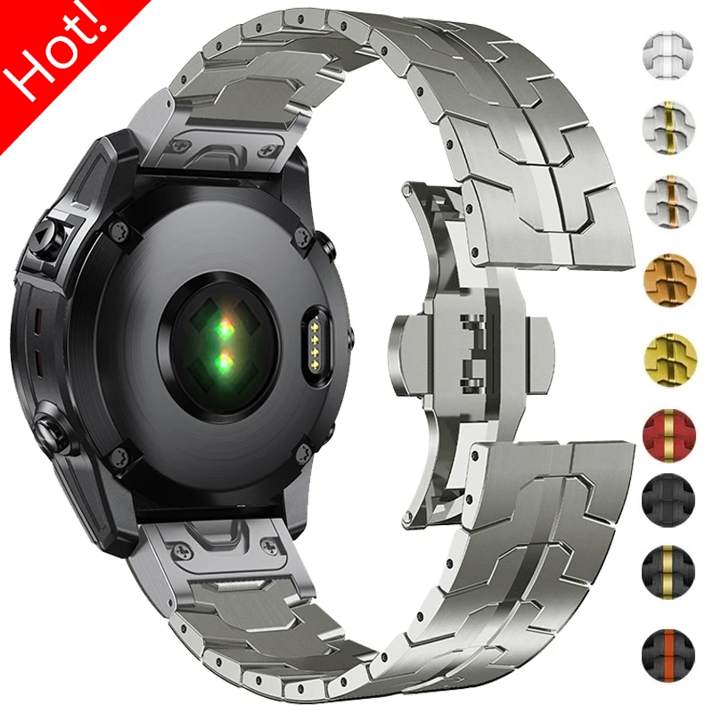 

Металлический быстросъемный ремешок для Garmin Watch Fenix 5/5X/5xplus/6/6X/6xpro/7x Forerunner 945, браслет из нержавеющей стали, 22 мм, 26 мм