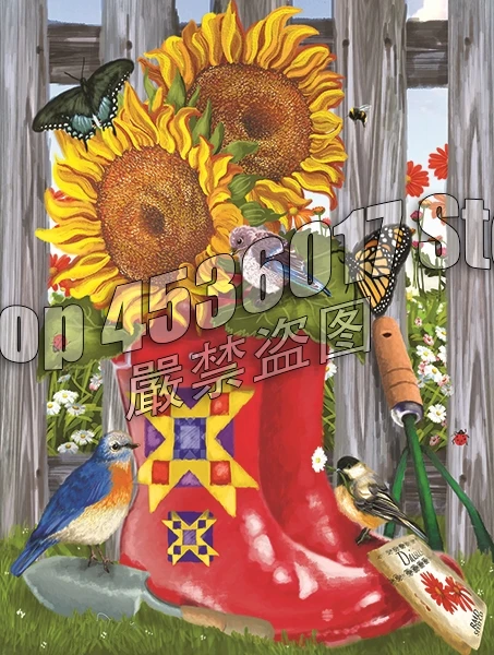 

Бриллиантовая живопись Алмазная мозаика, Подсолнух 5D, Набор для вышивки крестиком, галоши, бабочки, птицы, полный подарок, украшение для дома モンドンドンドンドンド