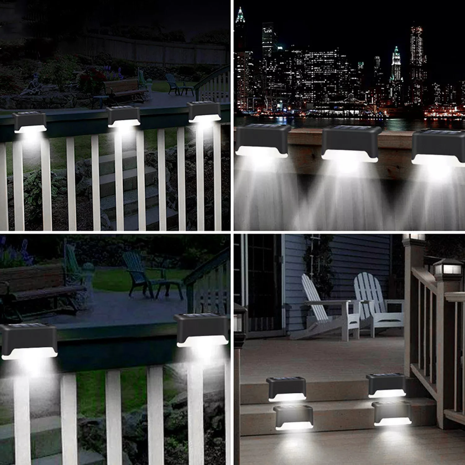 4 Solar LED Bright Deck Lights Garden Light Deck Lamp Solar Stairs Light 5