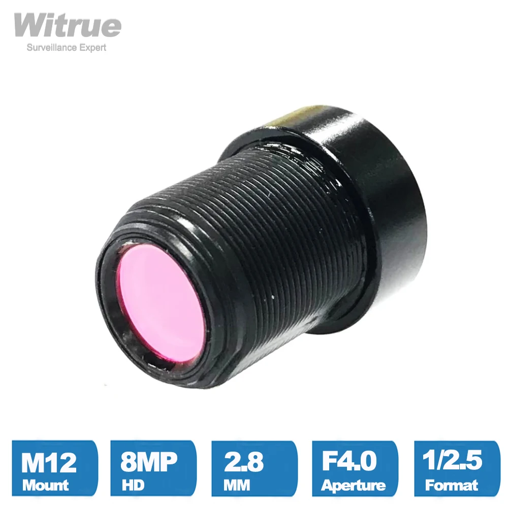 Witrue No Distortion lens HD 8MP 2.8MM M12 Mount 1/2.5" Inch F4.0 650nm IR filter lenses Action CCTV Cameras