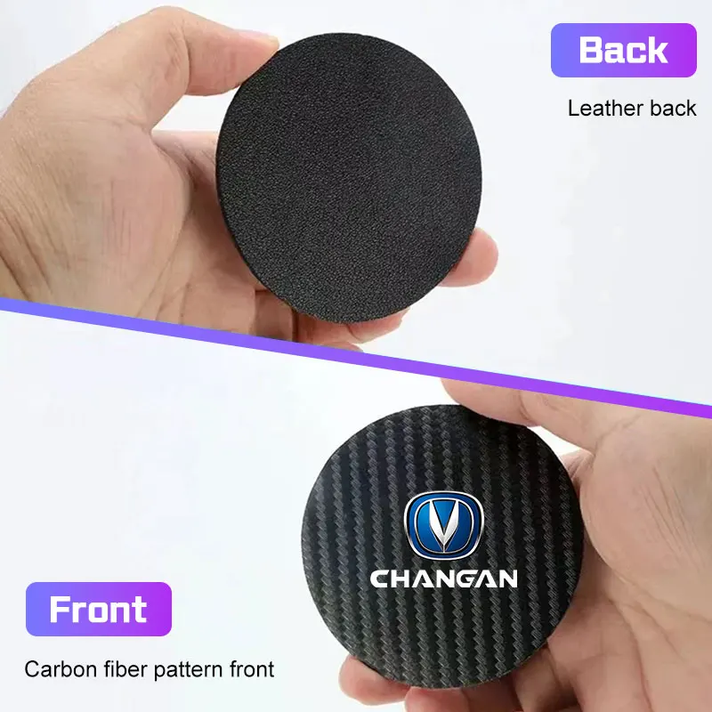 탄소 섬유 자동차 워터 컵 코스터 2Pcs Changan CS75 PLUS CS95 CS15 Alsvin 용 미끄럼 방지 쿠션 매트
