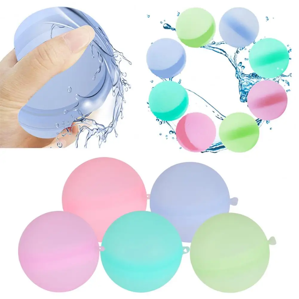 

5 Pcs Water Balloons Thick Kids Water Balls Reusable Solid Color Children Water Balloons Beach Toy