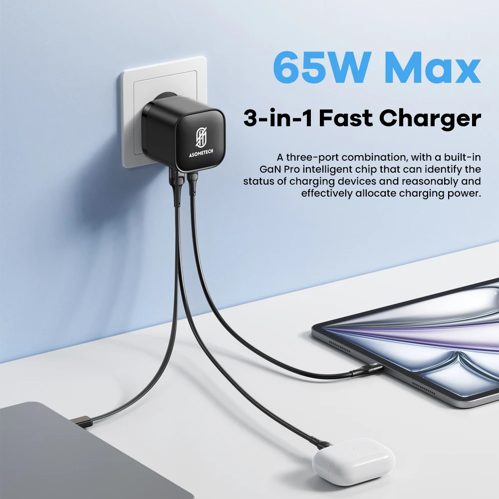 Caricatore USB C 65W GaN Tipo C Adattatore per caricabatterie per telefono a ricarica rapida per iPhone Samsung Xiaomi Caricatore da muro con spina EU/KR a ricarica rapida - Image 2