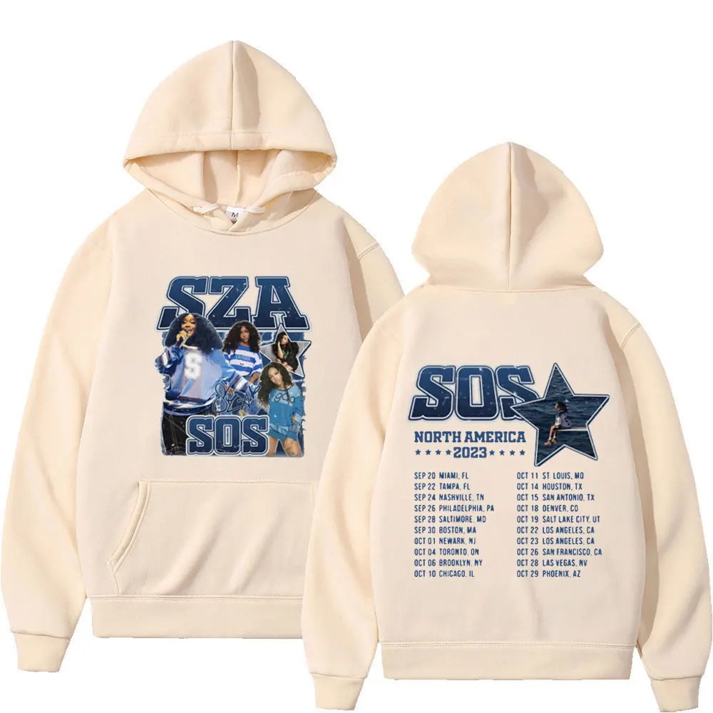 

Men's and women's hooded sweatshirts, singer SZA printed sweaters, SOS tours, hip-hop, retro, casual, oversized, fashionable