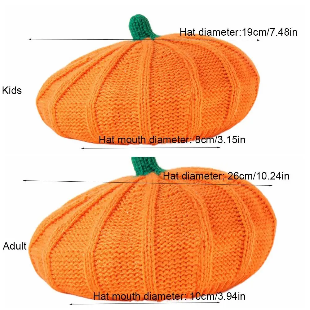 Fashion Orange Pumpkin Beret Painter Hat Keep Warm Knitted Hat Octagonal Cap Peaked Cap Parent-Child Hat Party
