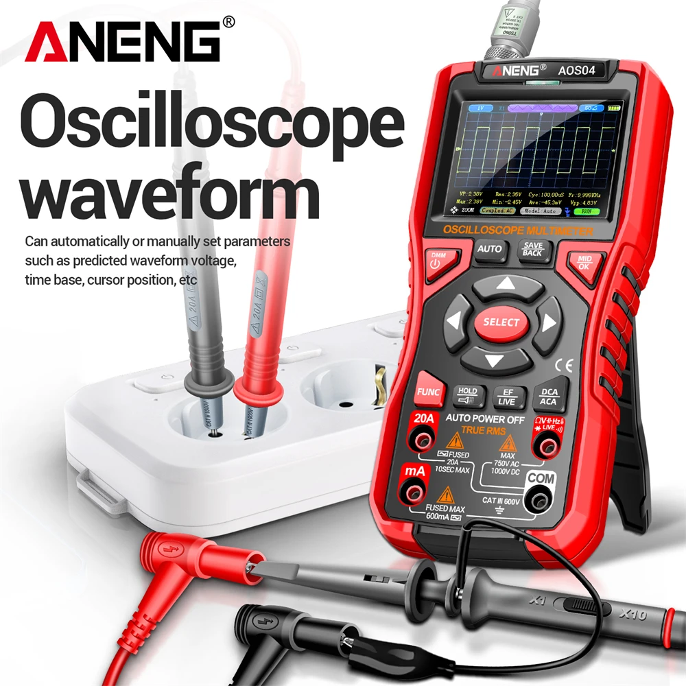 Digital Oscilloscope Multimeter 2 in 1 Waveform storang 10Mhz AC/DC Voltage High Precision Test Tool ANENG AOS04