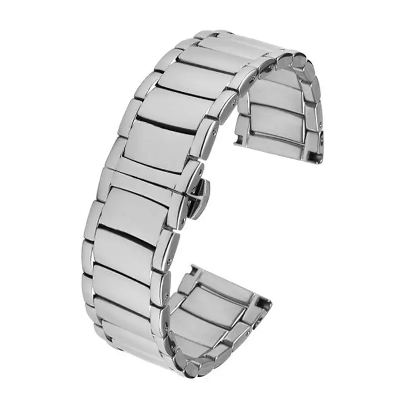 

PCAVO Solid Stainless Steel Strap 22mm For Armani AR60006/AR1980/AR1981/AR1853/AR11238 Butterfly Buckle Men Watch band