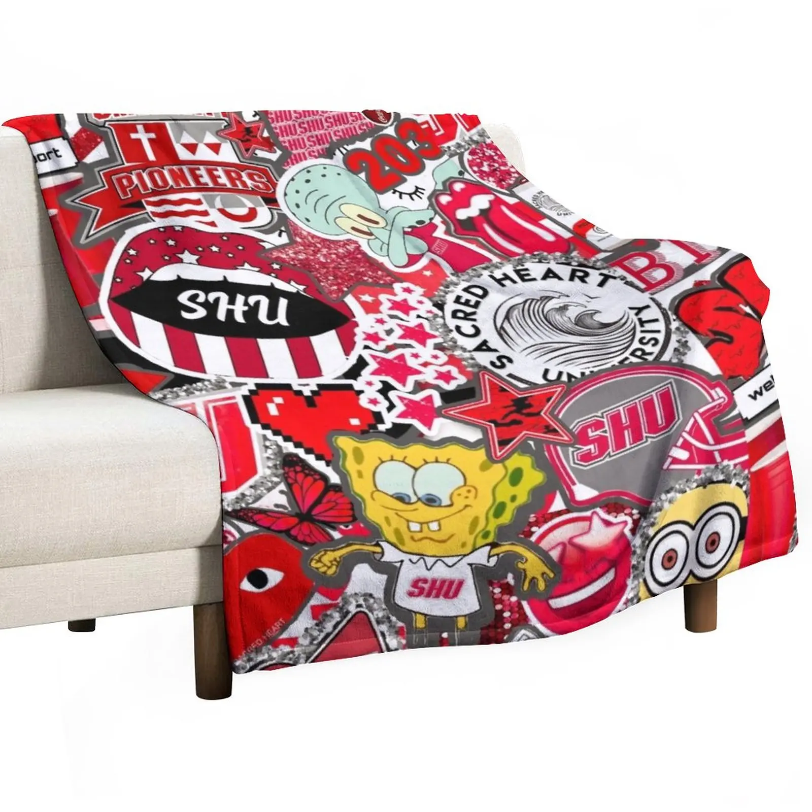 

Sacred Heart University Collage Throw Blanket Loose Flannel Blankets