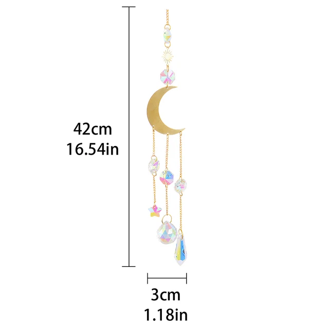 Crystal Suncatcher Arany Holdcsillag Napsókészülők Lógnak Színes Kristály Prizma Dísz Szivárványkészítő Ablak Kerti Dekoráció - Image 4