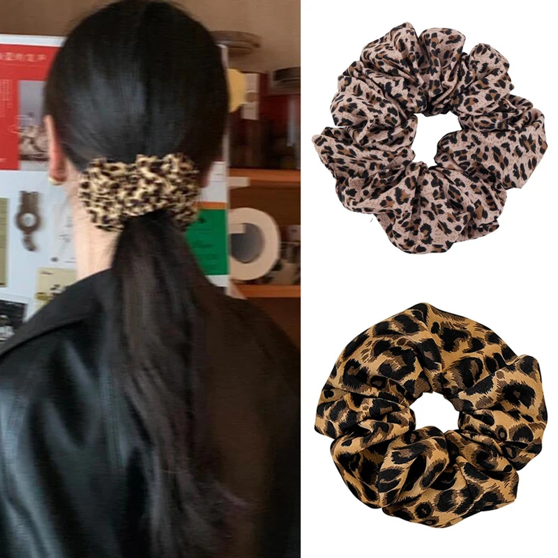 Scrunchies mit Leopardenmuster, Haargummi, Haarseil, hohe Elastizität, elastisches Haarband, Pferdeschwanzhalter, eleganter Damen-Haarschmuck