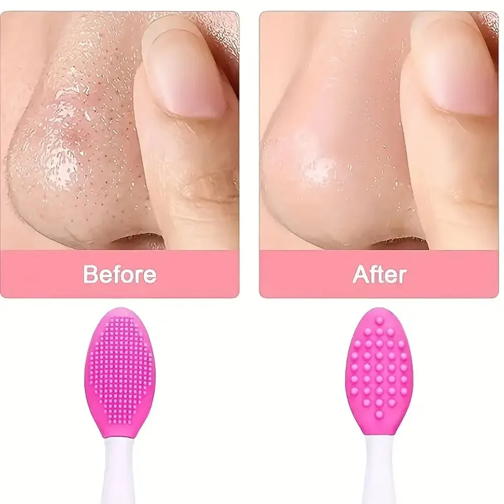 Facial cleansing brush,acne and blackhead removal tools 5pc Silicone Pore Brush Double-Sided Black Head Cleaning Tool