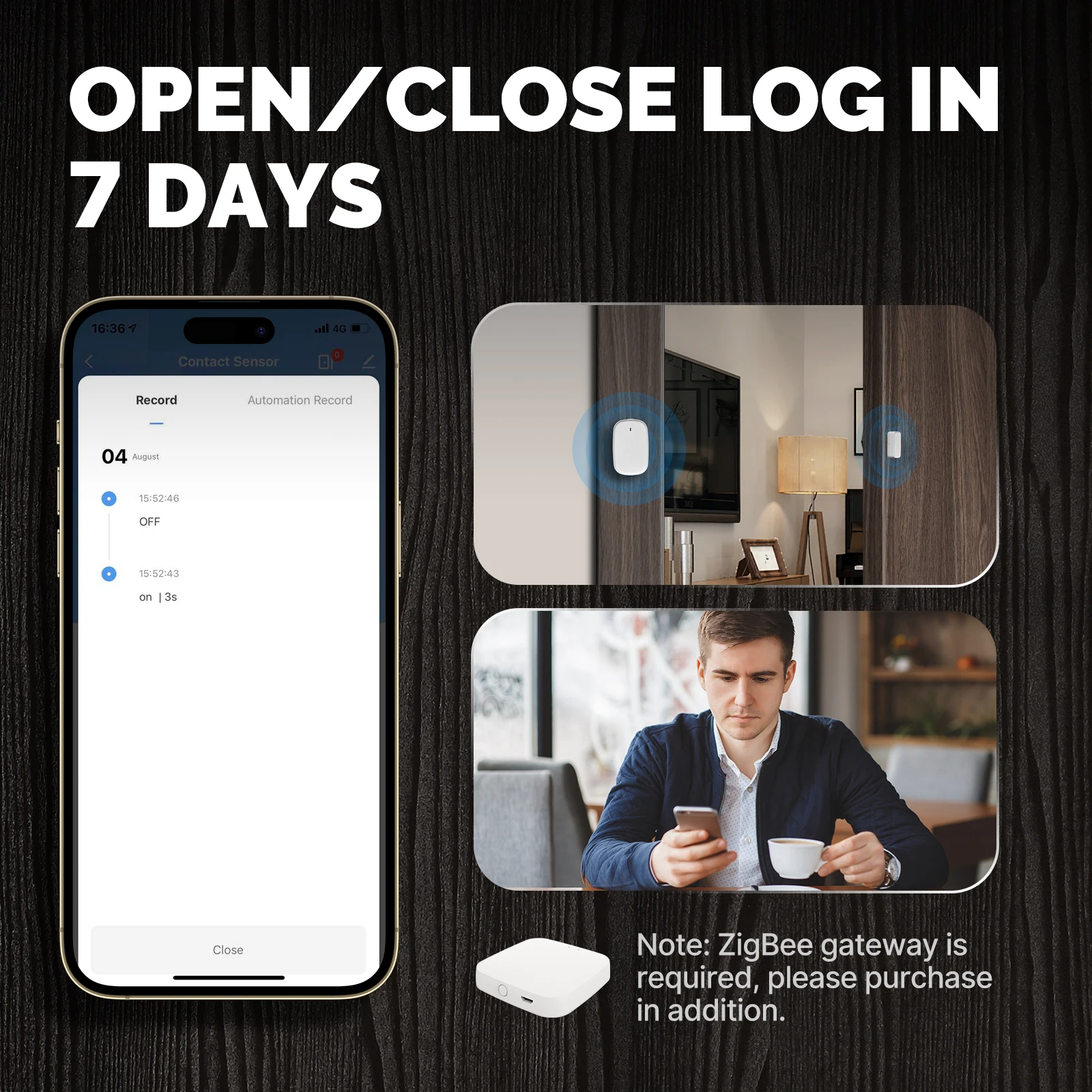 Door Window Sensor MOES-Smart Zigbee Window Door and Gate Sensor Detector Work with Tuya, Home Security Alarm System, Smart Life App Remote Control