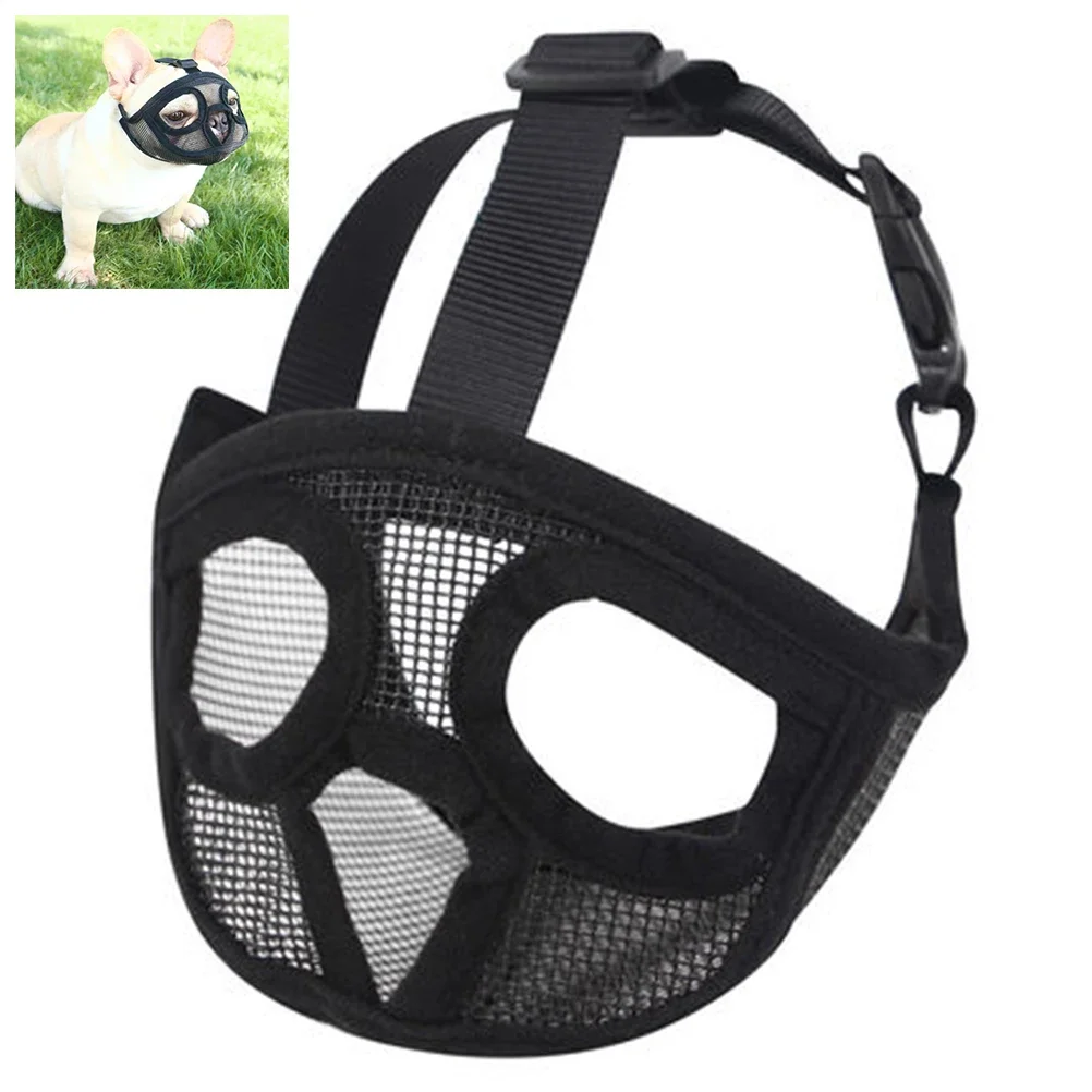 Dog muzzle Pet Dog Muzzles Adjustable French Bulldog Muzzle Breathable Anti Stop Barking Prevent Biting