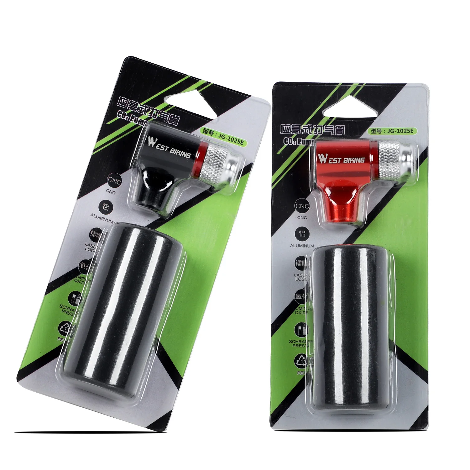 Pompa CO2 WEST BIKING In Alluminio CNC Con Manometro – Gonfiatore Per Bici, Compatto, Nero
