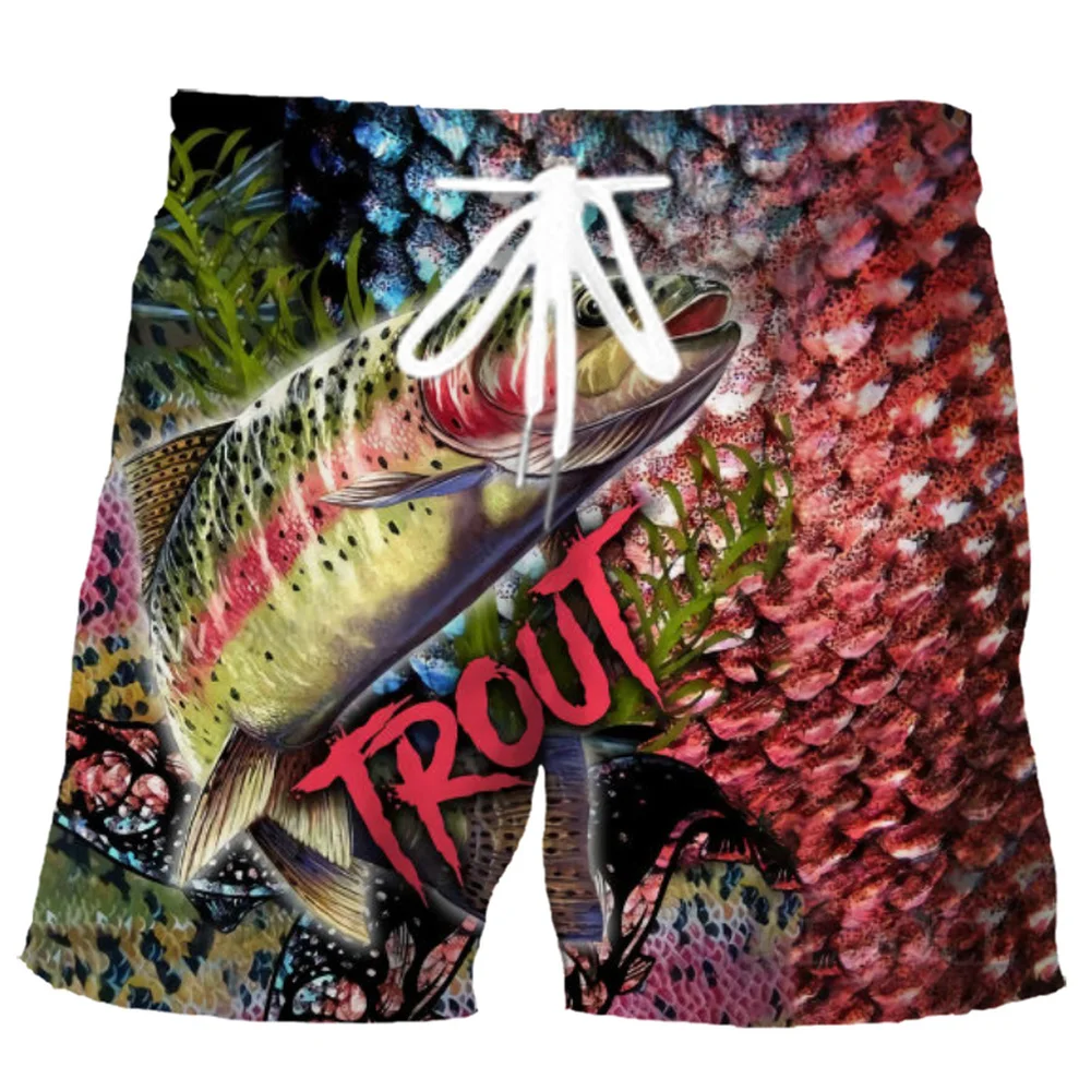 Fishing Camouflage Ocean Sports Pants 3D Print Graphic Fashion Animal Pattern Beach Shorts Casual Pockets Shorts Men Clothing