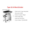 32-A Meat Grinder Stainless Steel 2200W High Power Commercial Electric Meat Grinder Super Power 350KG/H 6