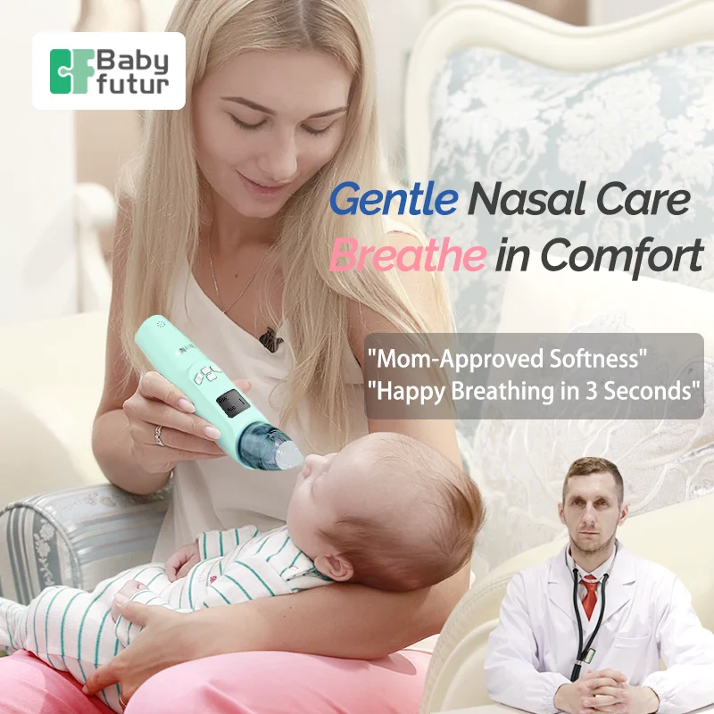 Babyfutur Baby Nasal Care Safe Silicone Tips-Painless Mucus Removal for Newborns Non-Irritating Nasal Care Easy to Clean Design