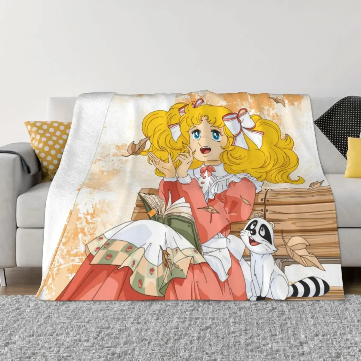 

Candy Candy Anime Blanket Flannel Fallen Leaves Cozy Soft FLeece Bedspread