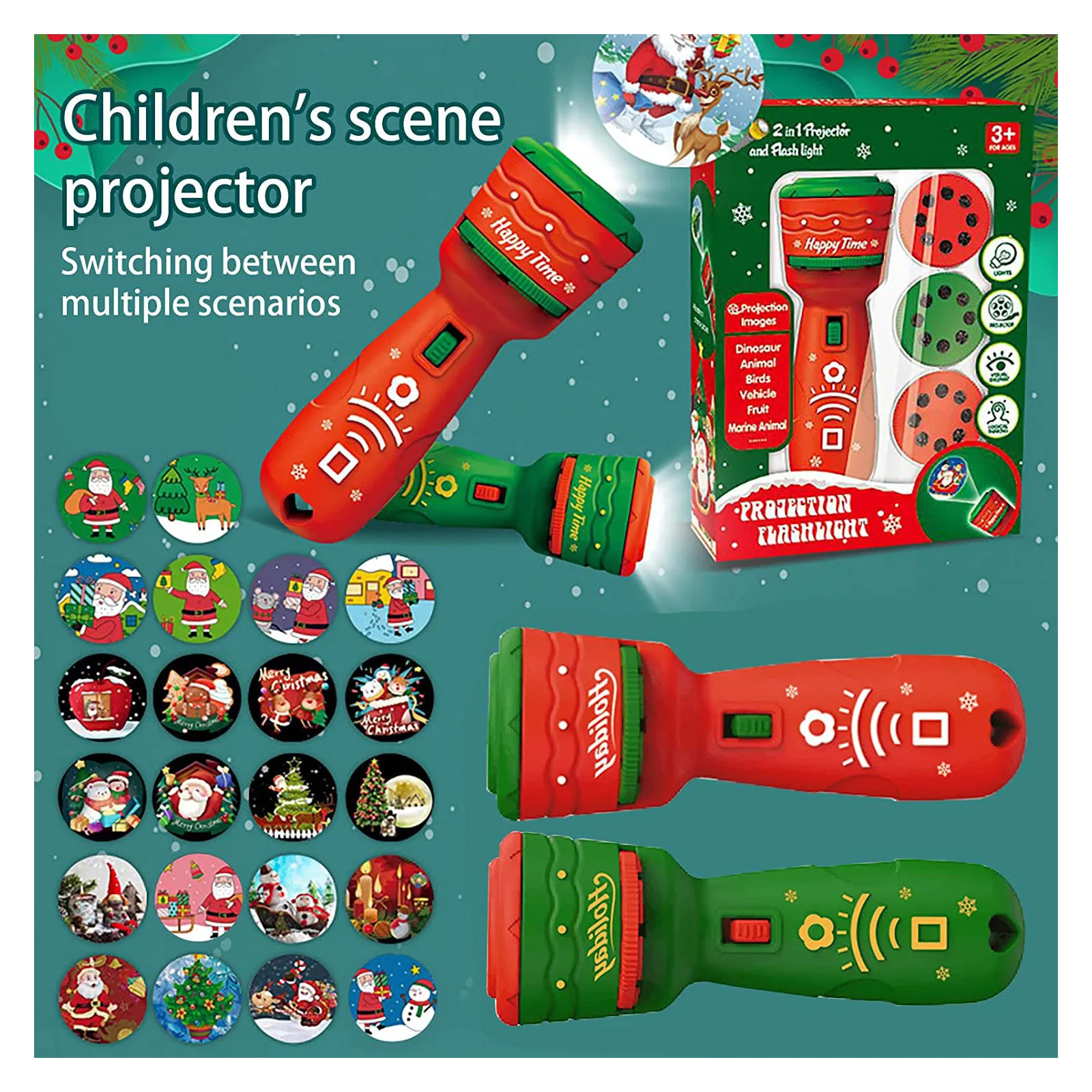 

Flashlight Projector Lifelike 24 Kinds Of Design Education Santa Claus Christmas Tree Christmas Toys Gifts Child Early Education