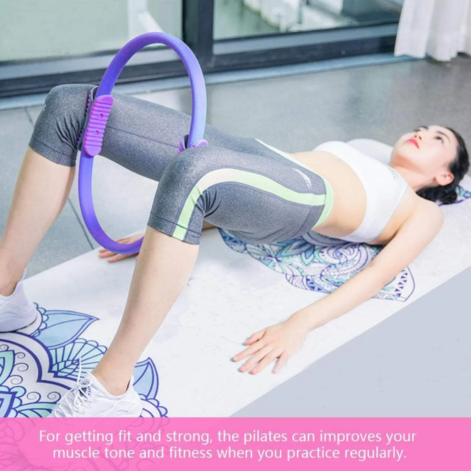 Enhance Your Fitness Results with Improved Resistance: Tone Thighs, Abs, and Legs Using 38cm Magic Circle Yoga Pilates Ring Set