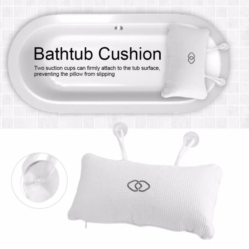 Comfortable Pillow Anti-Slip Bathtub Spa Bath Bathtub Cushion Soft Headrest Suction Cup Bathtub Pillow Accessories