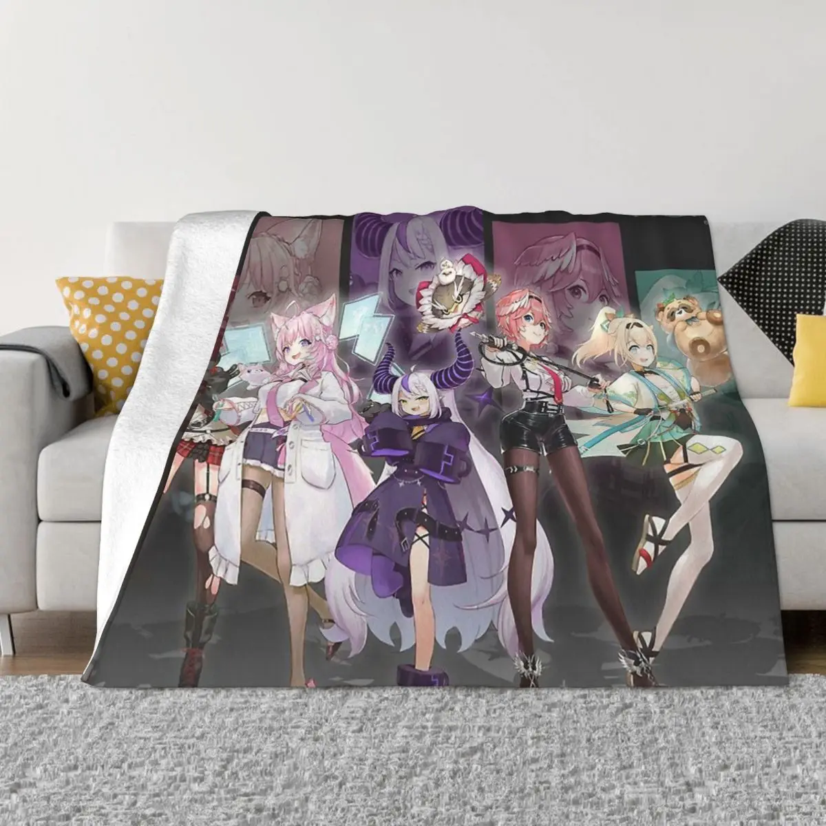 

Hololive Virtual Host Group Box Kawaii Girls Portable Warm Throw Blankets for Bedding Travel