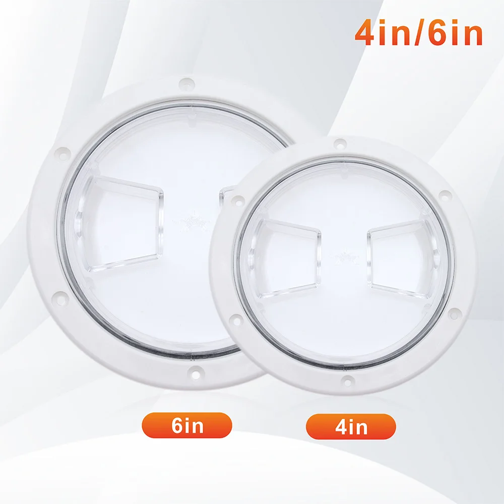 

AD Marine Boat ABS Round Deck Inspection Access Hatch Cover 4/6/8 Inch Plastic Twist Screw Out Deck Plate Black White Clear