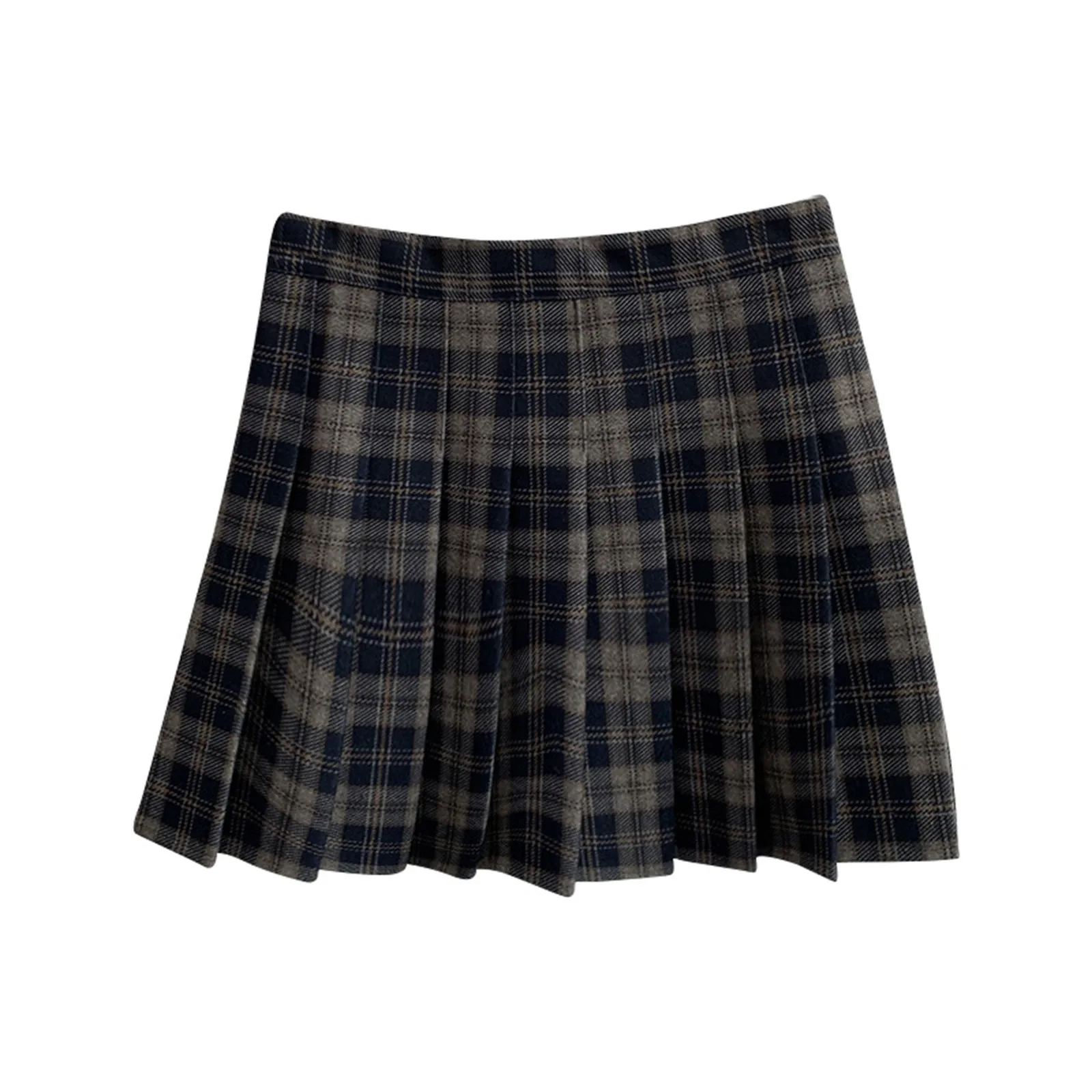 

Women's Winter Vintage High Waisted Plaid Wool Skirt Cheer Skirt