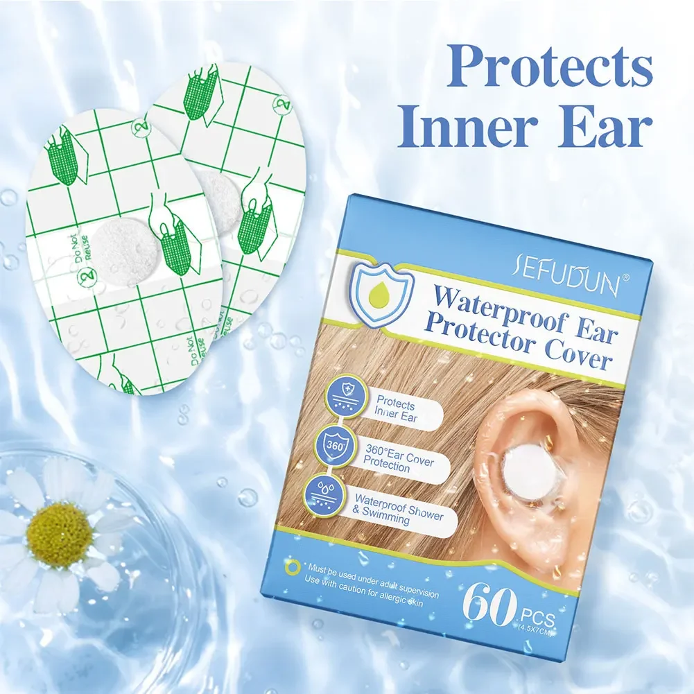 60pcs Plastic Waterproof Ear Protector For Kids Adults Swimming Cover Caps Disposable Ear Stickers Swimming Cover Ear Paste 5