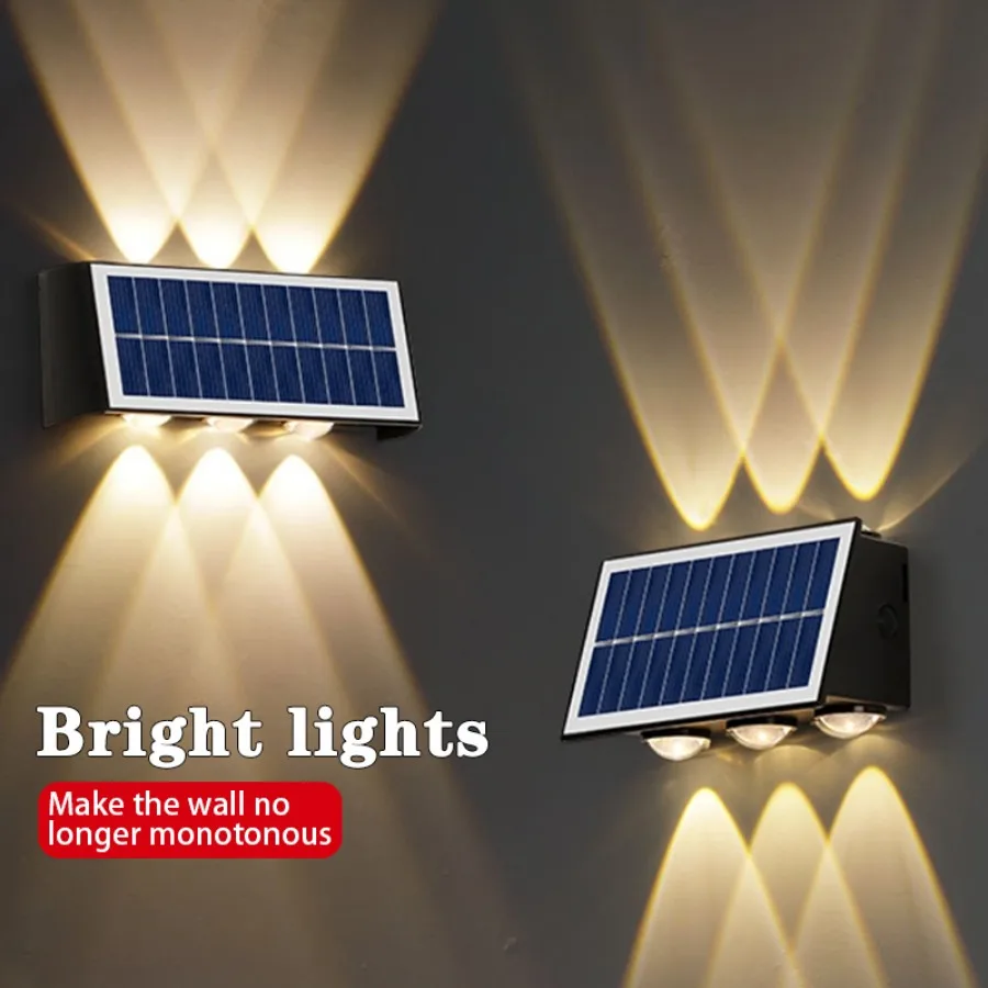 Solar Wall Lamp Outdoor LED Solar Wall Lamp IP65 Waterproof RGB Up and Down Luminous Lighting Balcony Garden Porch Courtyard Decor Solar Light solar lamp
