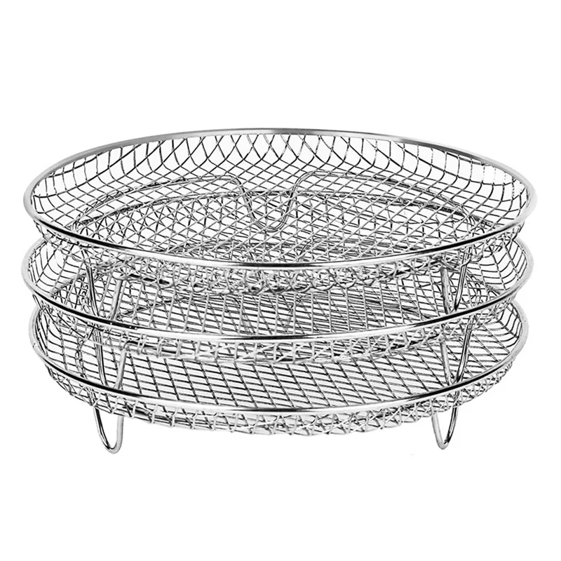 AD-Air Fryer Three Stackable Dehydrator Racks For Gowise Ninja Stainless Steel Air Fryer Rack Fit All 4.2-5.8QT