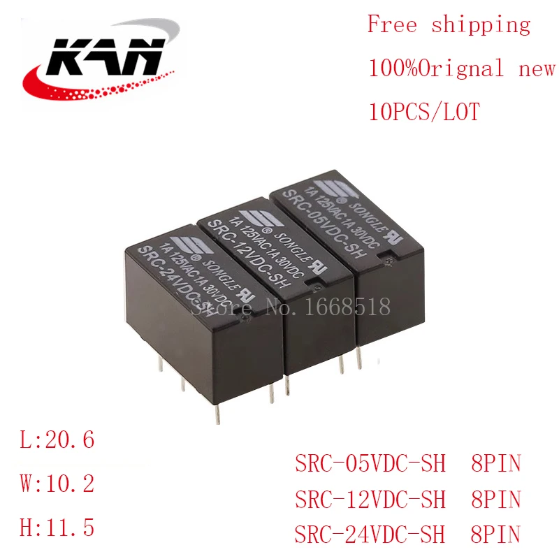 

Free shipping 10pcs relay SRC-05VDC-SH SRC-12VDC-SH SRC-24VDC-SH 5VDC 12VDC 24VDC 1A 30VDC 8PIN Original New