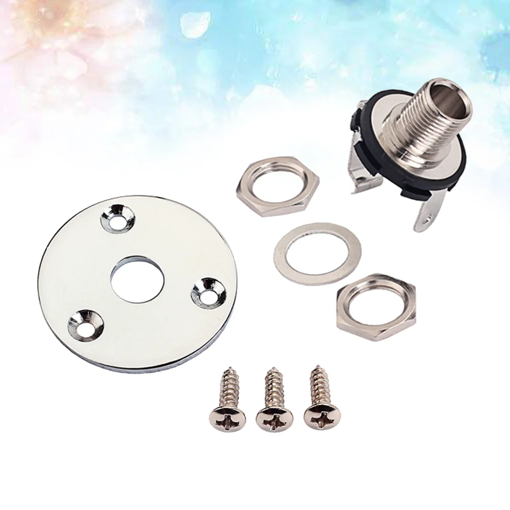 

Guitar Jack Plate 1/ 4 Inch Guitar Jack Plug Socket Round Output Input Pickup Jack Socket with Screws for Electric Guitar Bass