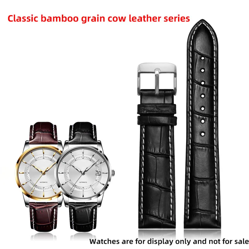 Elegant Universal Leather Watch Strap with Butterfly Buckle - Black & Brown Adjustable Bracelet